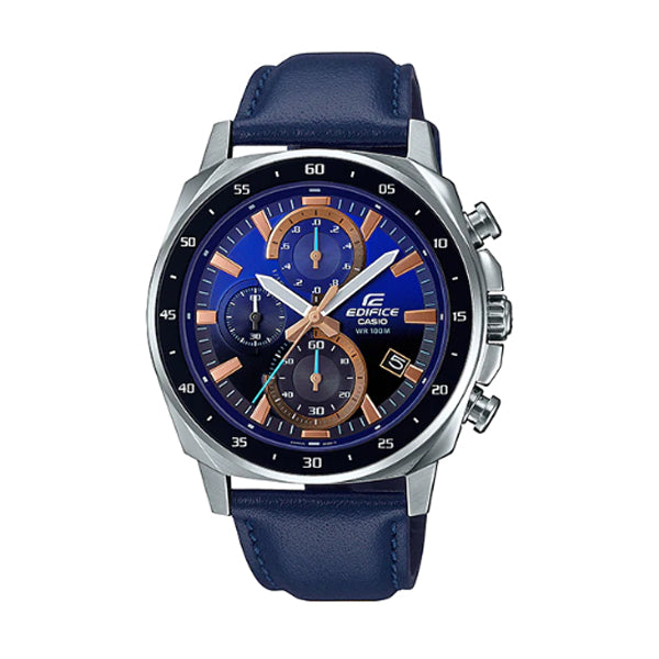 Casio Edifice Blue Leather Strap Watch EFV600L-2A EFV-600L-2A Watchspree