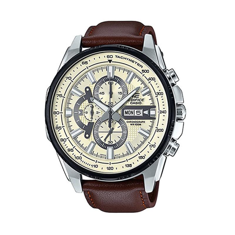 Casio Edifice Brown Genuine Leather Strap Watch EFR549L-7B EFR-549L-7B Watchspree
