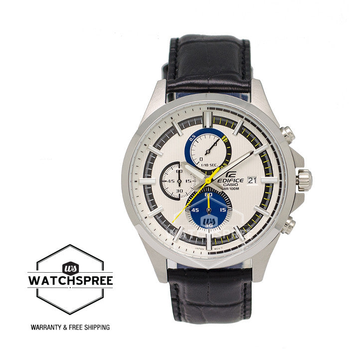 Casio Edifice Chronograph Black Leather Strap Watch EFV520L-7A Watchspree