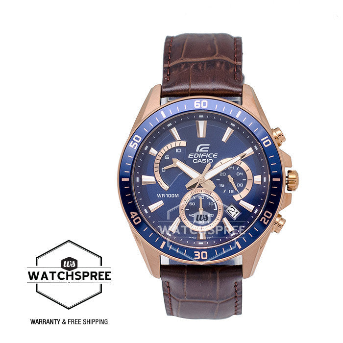 Casio Edifice Chronograph Brown Leather Strap Watch EFR552GL-2A Watchspree