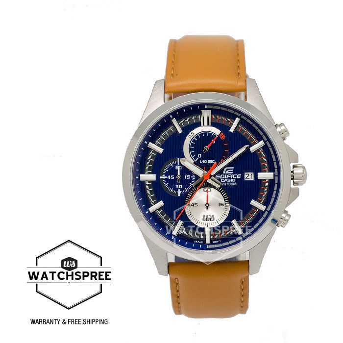 Casio Edifice Chronograph Light Brown Leather Strap Watch EFV520L-2A Watchspree
