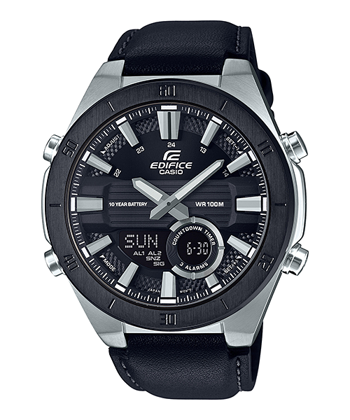 Casio Edifice Standard Chronograph Black Leather Strap Watch ERA110BL-1A ERA-110BL-1A Watchspree