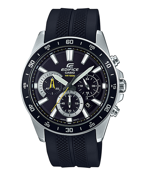 Casio Edifice Standard Chronograph Black Resin Band Watch EFV570P-1A EFV-570P-1A Watchspree
