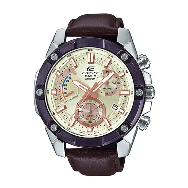 Casio Edifice Standard Chronograph Dark Brown Leather Strap Watch EFR559BL-7A EFR-559BL-7A Watchspree