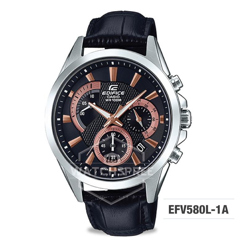 Casio Edifice Standard Chronograph Silver Stainless Band Watch EFV580L-1A EFV-580L-1A Watchspree