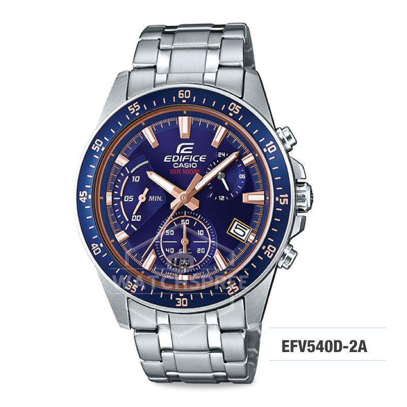 Casio Edifice Standard Chronograph Silver Stainless Steel Band Watch EFV540D-2A EFV-540D-2A Watchspree