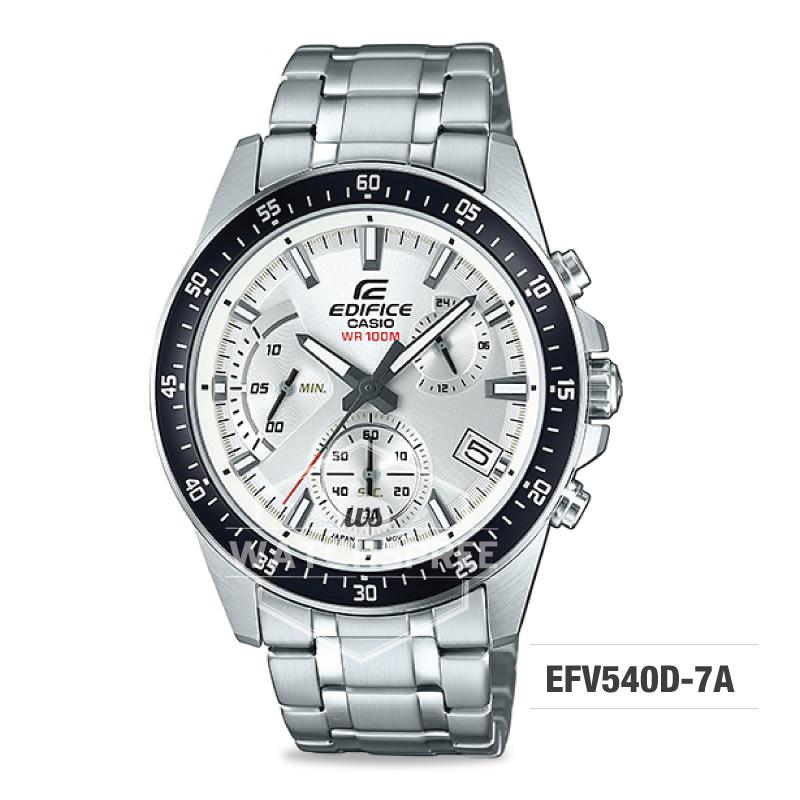 Casio Edifice Standard Chronograph Silver Stainless Steel Band Watch EFV540D-7A EFV-540D-7A Watchspree
