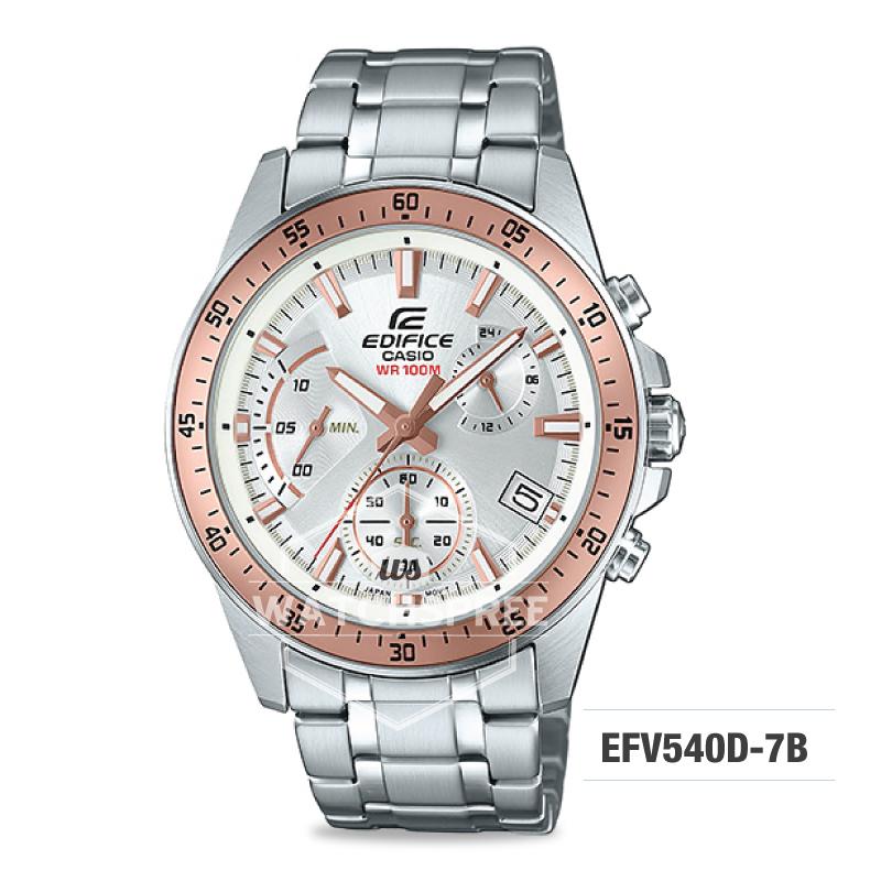 Casio Edifice Standard Chronograph Silver Stainless Steel Band Watch EFV540D-7B EFV-540D-7B Watchspree
