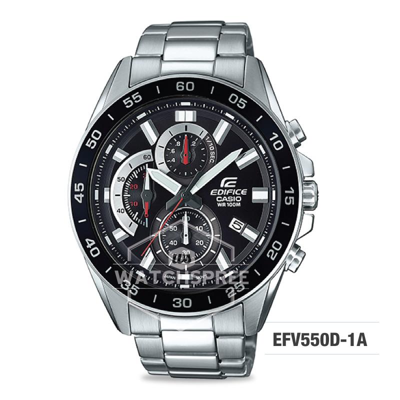 Casio Edifice Standard Chronograph Silver Stainless Steel Band Watch EFV550D-1A EFV-550D-1A Watchspree