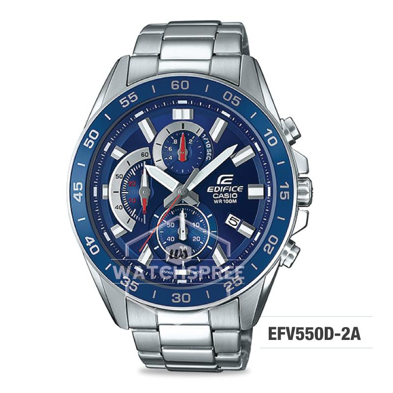 Casio Edifice Standard Chronograph Silver Stainless Steel Band Watch EFV550D-2A EFV-550D-2A Watchspree
