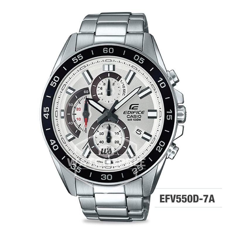 Casio Edifice Standard Chronograph Silver Stainless Steel Band Watch EFV550D-7A EFV-550D-7A Watchspree