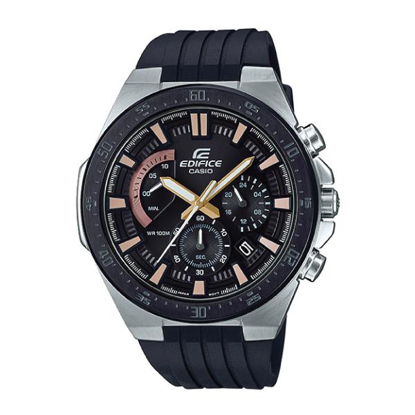 Casio Edifice Standard Chronograph Sporty Flat Bezel Design Black Resin Band Watch EFR563PB-1A EFR-563PB-1A Watchspree