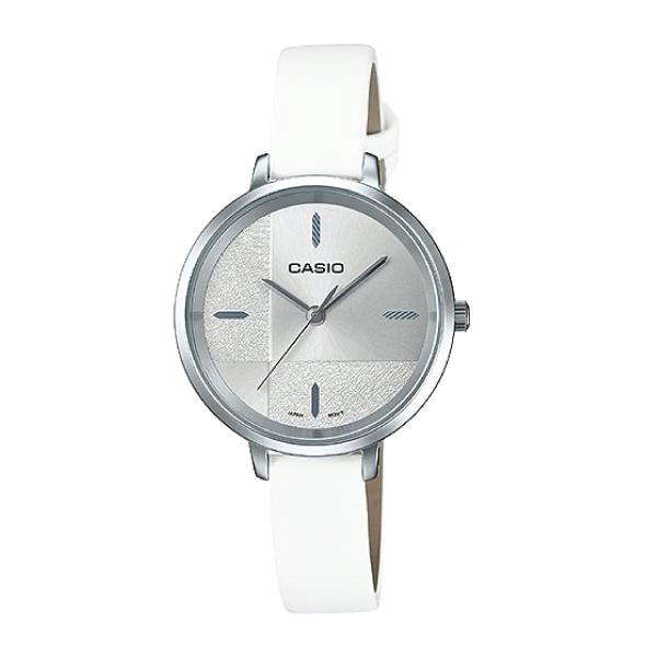 Casio Enticer Ladies' White Leather Strap Watch LTPE152L-7E LTP-E152L-7E Watchspree