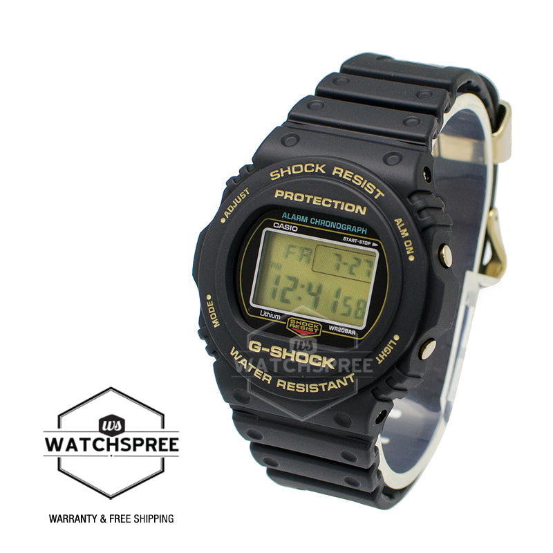 Casio G-Shock 35th Anniversary ORIGIN GOLD Limited Model Black Resin Band Watch DW5735D-1B DW-5735D-1B Watchspree