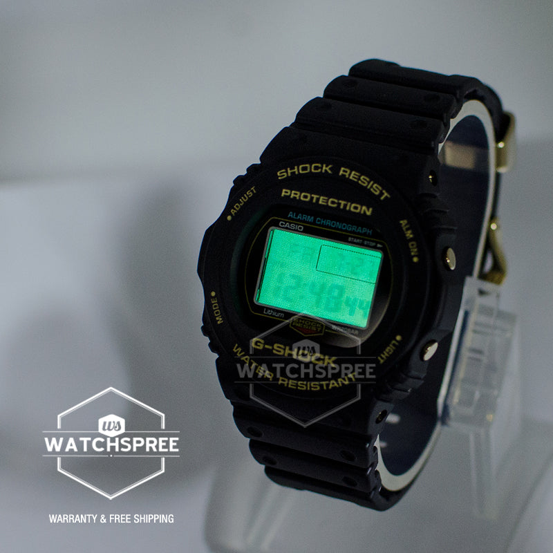 Casio G-Shock 35th Anniversary ORIGIN GOLD Limited Model Black Resin Band Watch DW5735D-1B DW-5735D-1B Watchspree