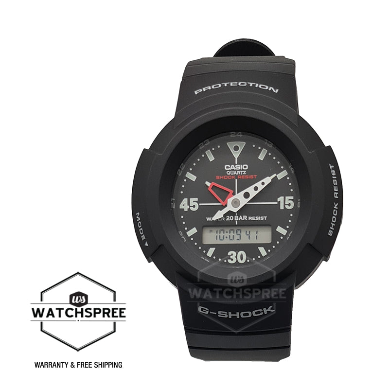 Casio G-Shock Analog-Digital Classic AW-500 Series Black Resin Strap Watch AW500E-1E AW-500E-1E Watchspree