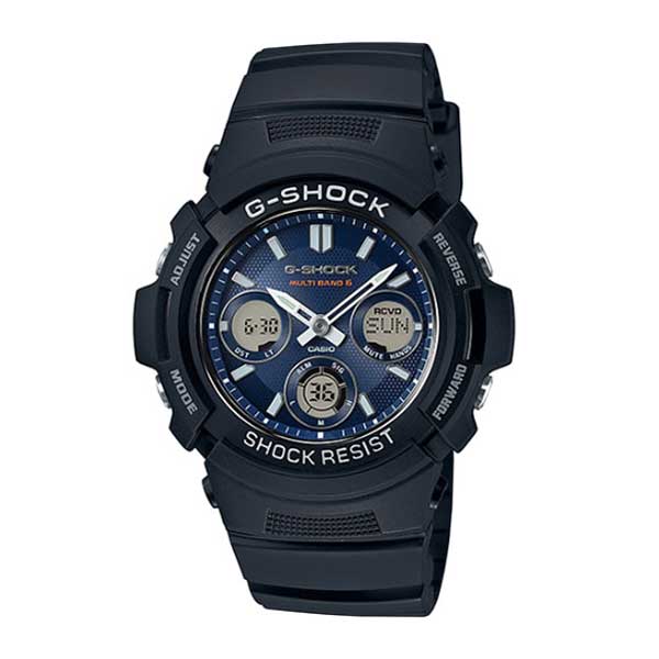 Casio G-Shock Analog-Digital Tough Solar MULTIBAND6 Black Resin Band Watch AWGM100SB-2A AWG-M100SB-2A Watchspree