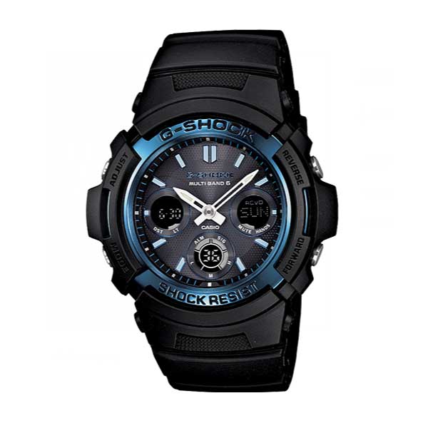 Casio G-Shock Analog-Digital Tough Solar MULTIBAND6 Black Resin Strap Watch AWGM100A-1A AWG-M100A-1A Watchspree
