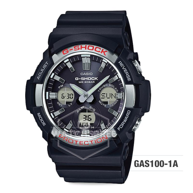 Casio G-Shock Big Case Tough Solar GAS-100 Black Resin Strap Watch GAS100-1A Watchspree