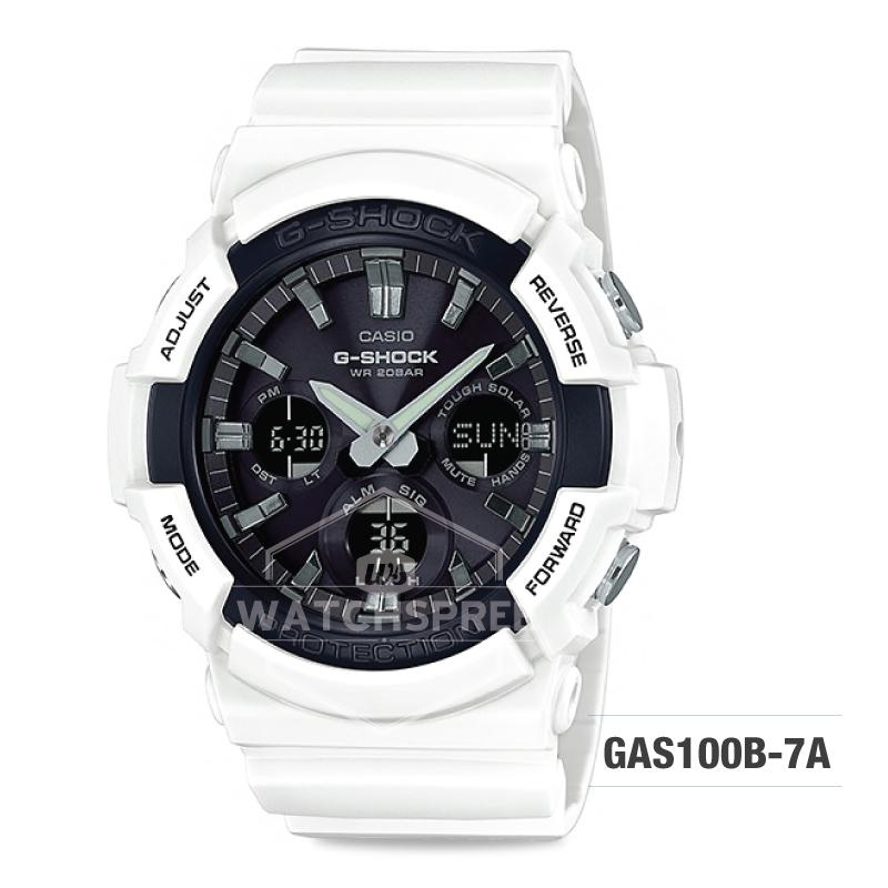 Casio G-Shock Big Case Tough Solar GAS-100 White Resin Strap Watch GAS100B-7A GAS-100B-7A Watchspree