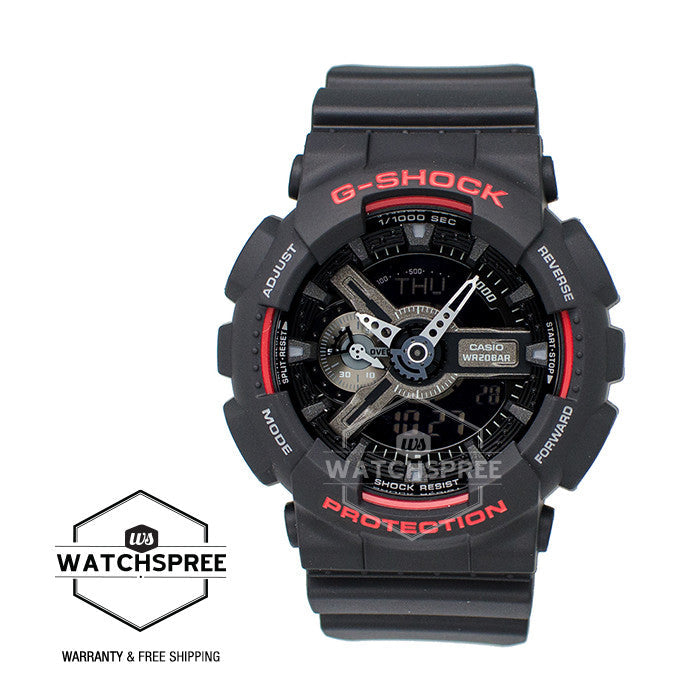 Casio G-Shock Black & Red Series Special Color Models Black Resin Watch GA110HR-1A Watchspree