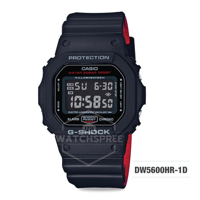 Casio G-Shock Black x Red Heritage Color Series Black and Red Resin Band Watch DW5600HR-1D DW-5600HR-1D Watchspree