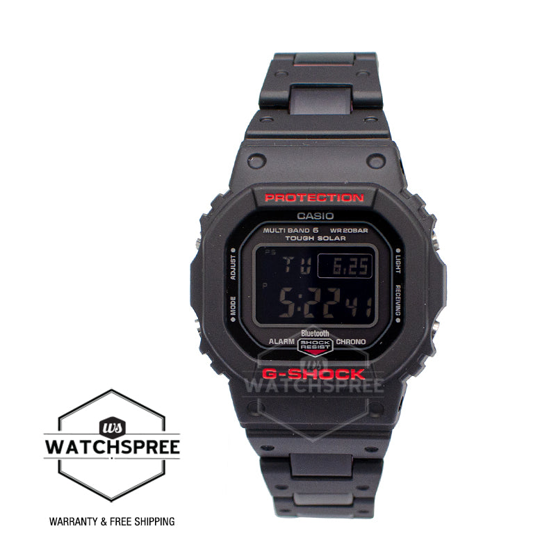 Casio G-Shock Bluetooth® Multi Band 6 Tough Solar Black Stainless Steel / Resin Composite Band Watch GWB5600HR-1D GW-B5600HR-1D GW-B5600HR-1 Watchspree