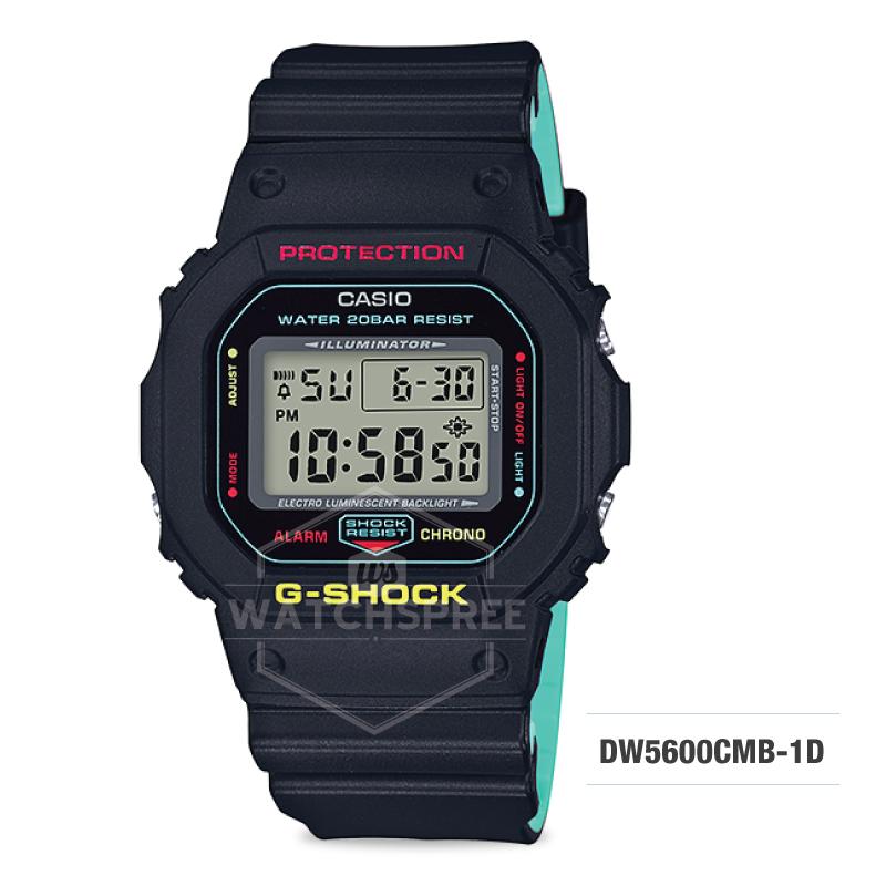 Casio G-Shock Breezy Rasta Color Black Resin Band Watch DW5600CMB-1D DW-5600CMB-1D Watchspree