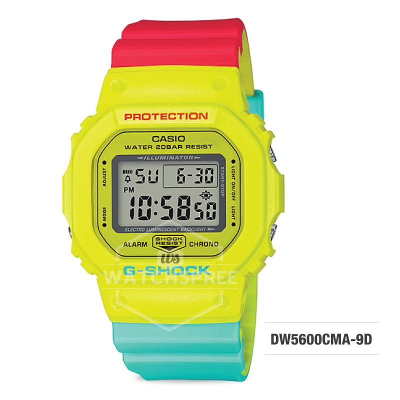 Casio G-Shock Breezy Rasta Color Multicolor Resin Band Watch DW5600CMA-9D DW5-600CMA-9D Watchspree