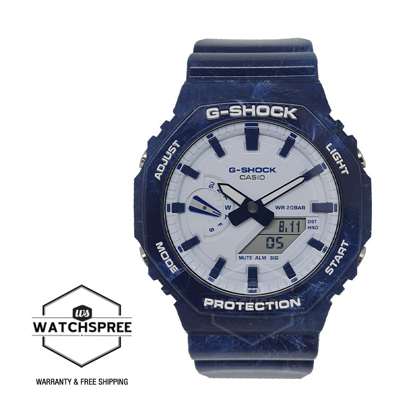 Casio G-Shock Carbon Core Guard Structure Blue Resin Band Watch GA2100BWP-2A GA-2100BWP-2A Watchspree