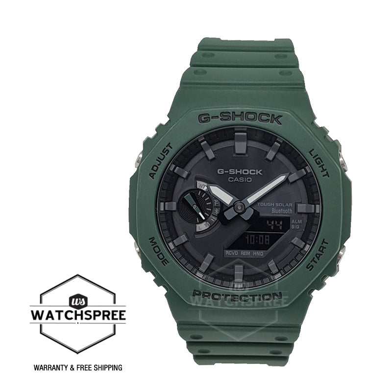 Casio G-Shock Carbon Core Guard Structure Bluetooth¬¨¬®‚àö√ú Solar Powered GA-2100 Lineup Green Resin Band Watch GAB2100-3A GA-B2100-3A Watchspree