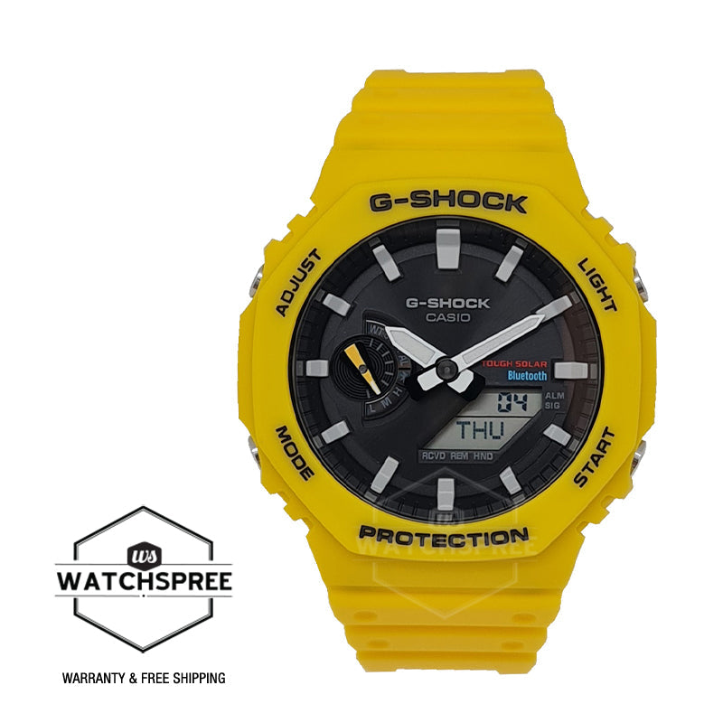 Casio G-Shock Carbon Core Guard Structure Bluetooth¬¨¬®‚àö√ú Solar Powered GA-2100 Lineup Yellow Resin Band Watch GAB2100C-9A GA-B2100C-9A Watchspree
