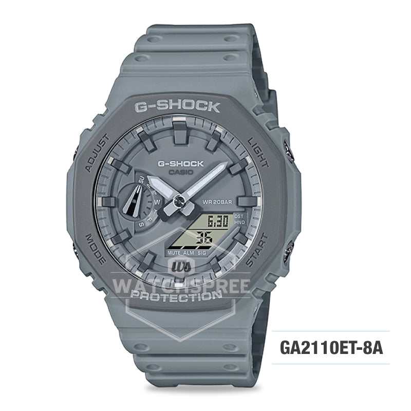 Casio G-Shock Carbon Core Guard Structure Earth Tone Color Series Grey Resin Band Watch GA2110ET-8A GA-2110ET-8A Watchspree