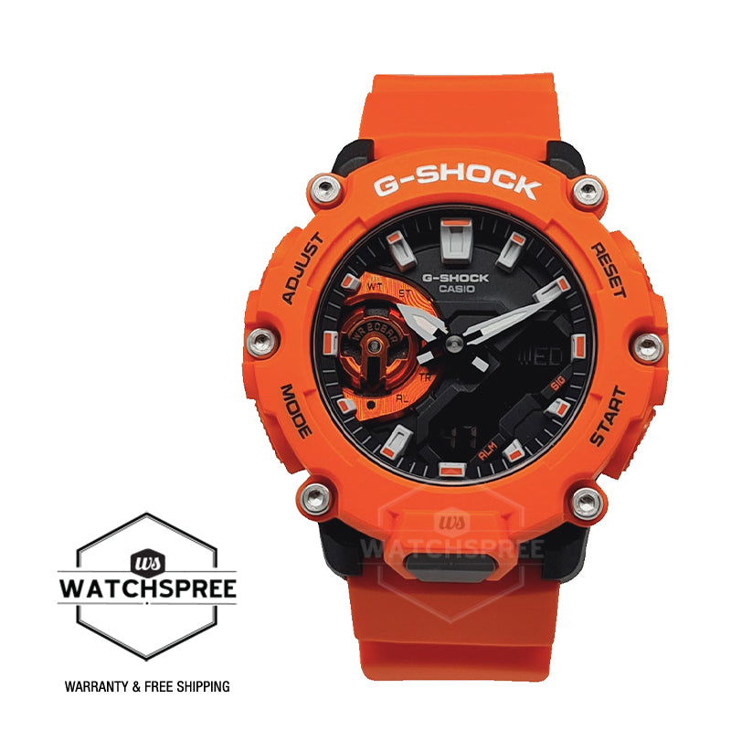 Casio G-Shock Carbon Core Guard Structure Orange Resin Band Watch GA2200M-4A GA-2200M-4A Watchspree