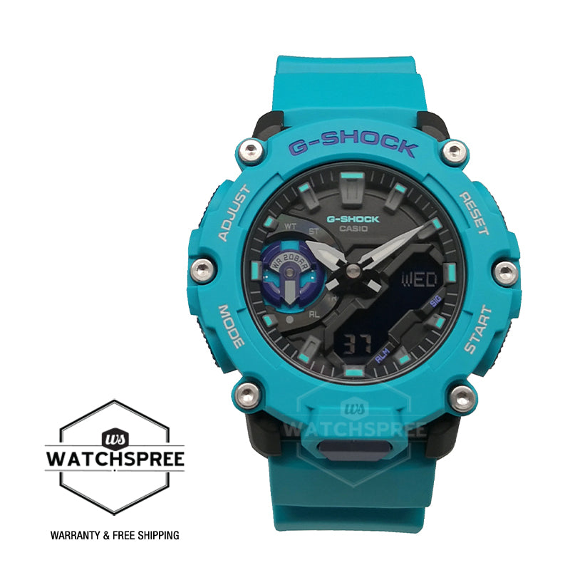 Casio G-Shock Carbon Core Guard Structure Turquoise Resin Band Watch GA2200-2A GA-2200-2A Watchspree