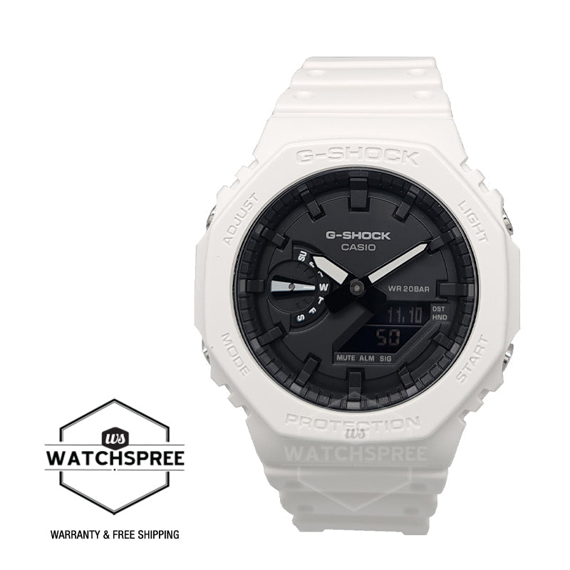 Casio G-Shock Carbon Core Guard Structure White Resin Band Watch GA2100-7A GA-2100-7A Watchspree