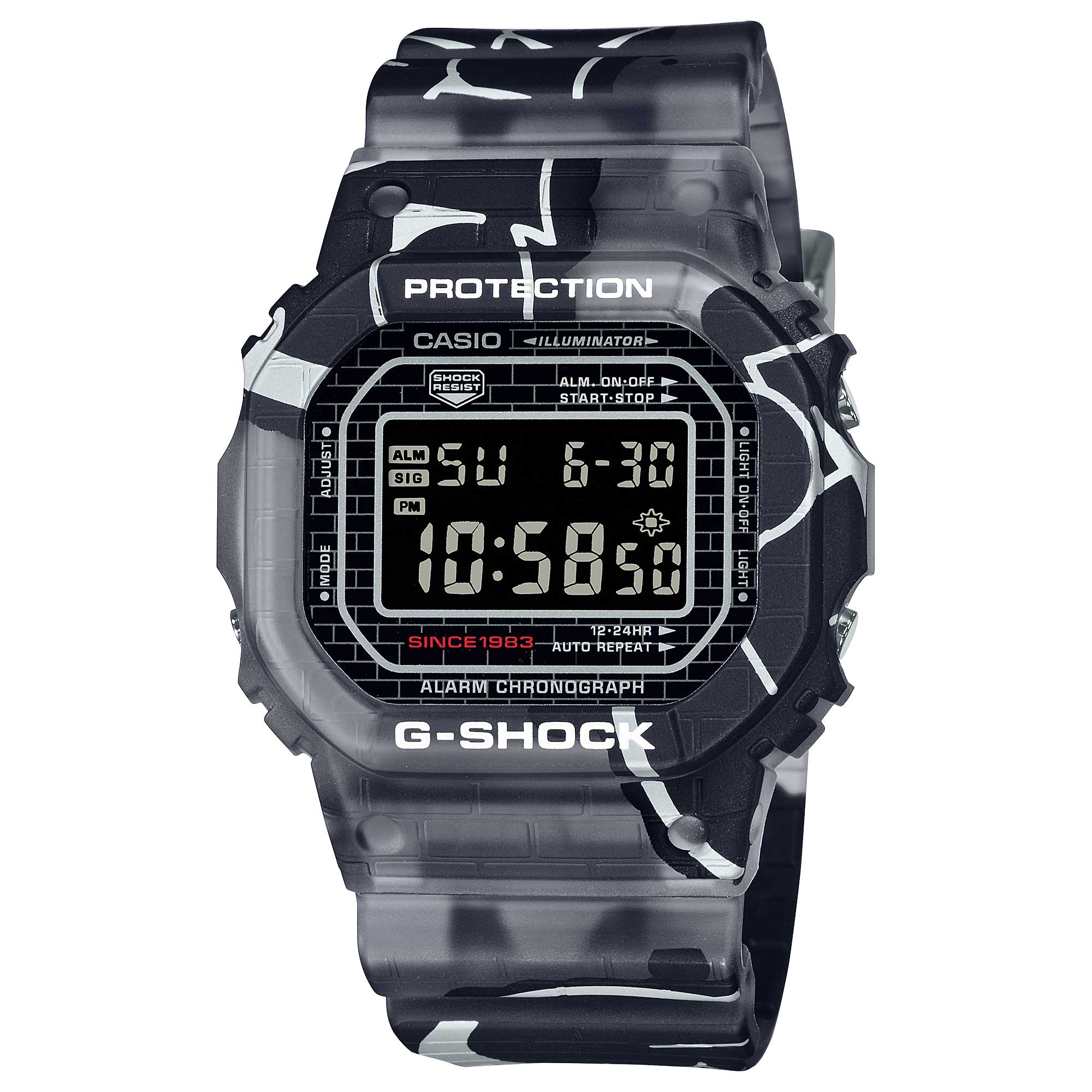 Casio G-Shock DW-5000 Lineup Street Spirit Series Original Graffiti Art Translucent Grey Resin Band Watch DW5000SS-1D DW-5000SS-1D DW-5000SS-1 Watchspree