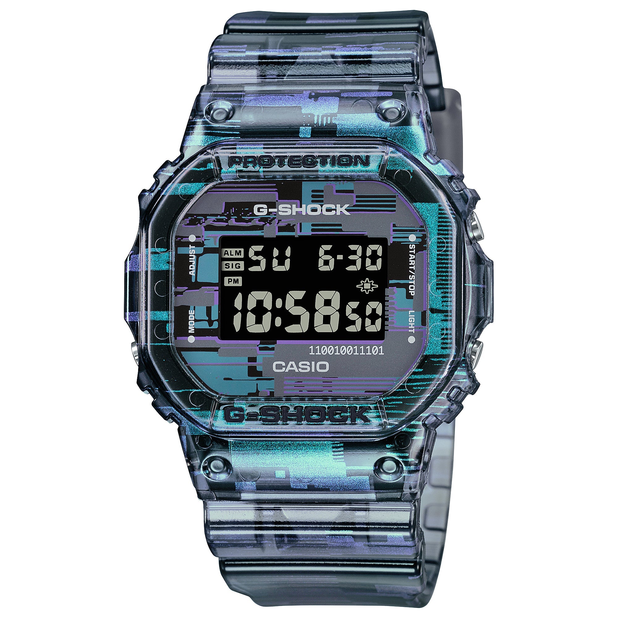Casio G-Shock DW-5600 Lineup Naughty Noise Series Digital Glitch Translucent Resin Band Watch DW5600NN-1D DW-5600NN-1D DW-5600NN-1 Watchspree