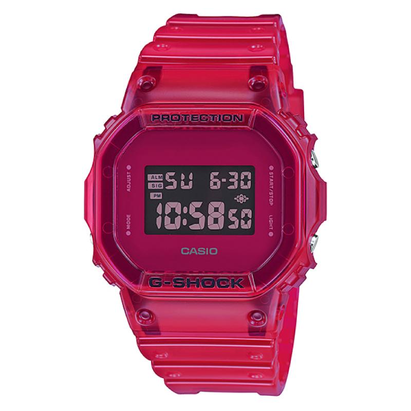 Casio G-Shock DW-5600 Lineup Special Color Models Red Semi-Transparent Resin Band Watch DW5600SB-4D DW-5600SB-4D DW-5600SB-4 Watchspree
