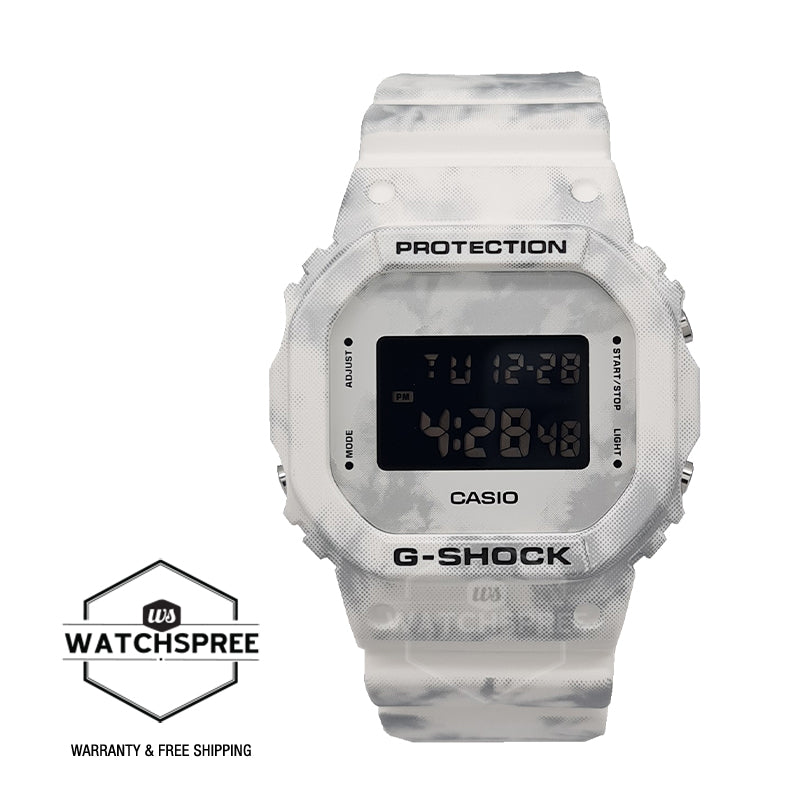 Casio G-Shock DW-5600 Lineup Wintry White with Camouflage Pattern Resin Band Watch DW5600GC-7D DW-5600GC-7D DW-5600GC-7 Watchspree