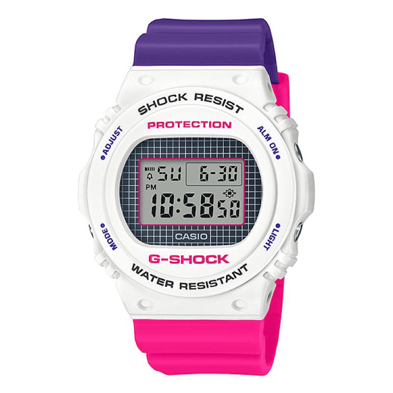 Casio G-Shock DW-5700 Lineup Special Color Models Purple and Pink Resin Band Watch DW5700THB-7D DW-5700THB-7D DW-5700THB-7 Watchspree