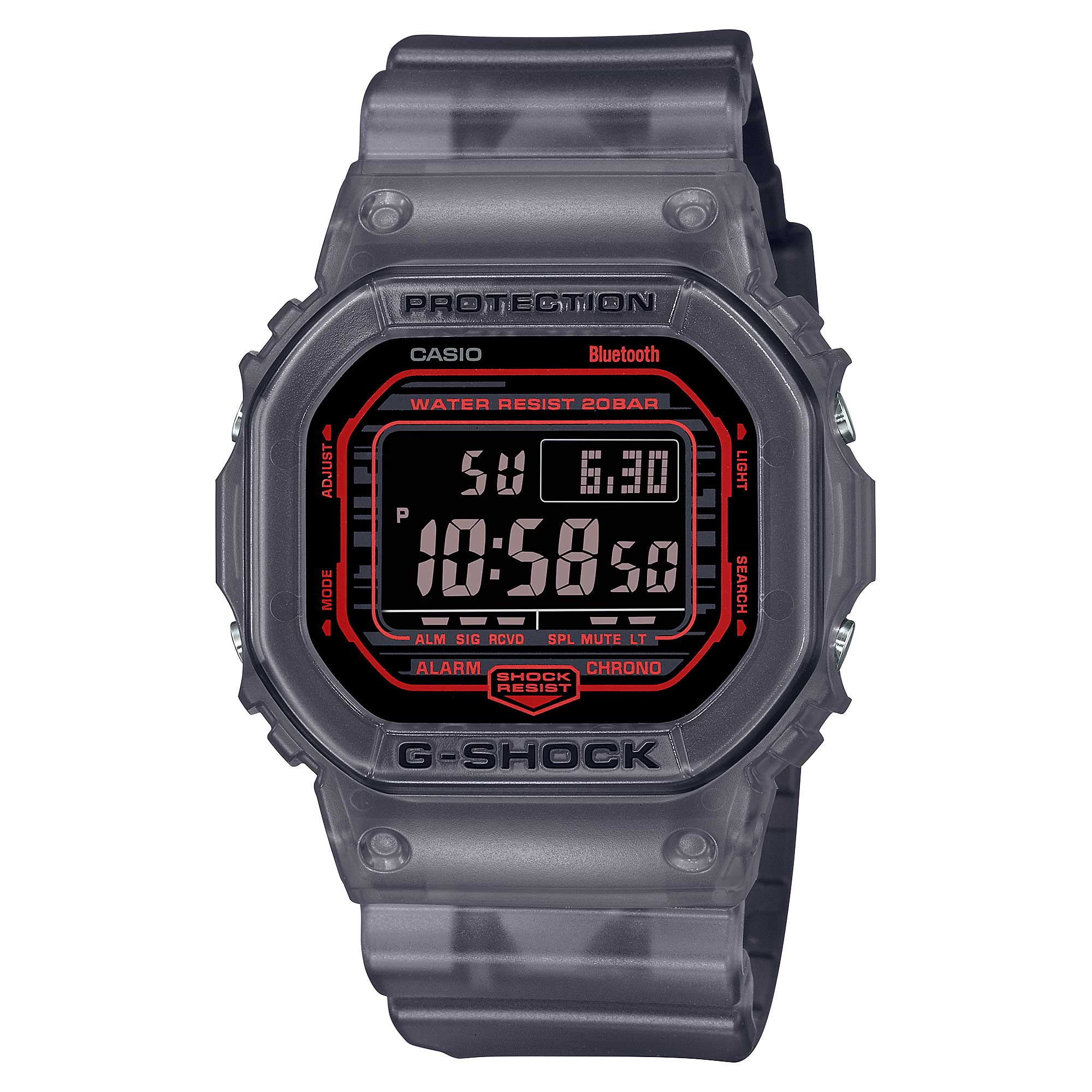 Casio G-Shock DW-B5600 Series Bluetooth® Grey Translucent Gradated Resin Band Watch DWB5600G-1D DW-B5600G-1D DW-B5600G-1 Watchspree