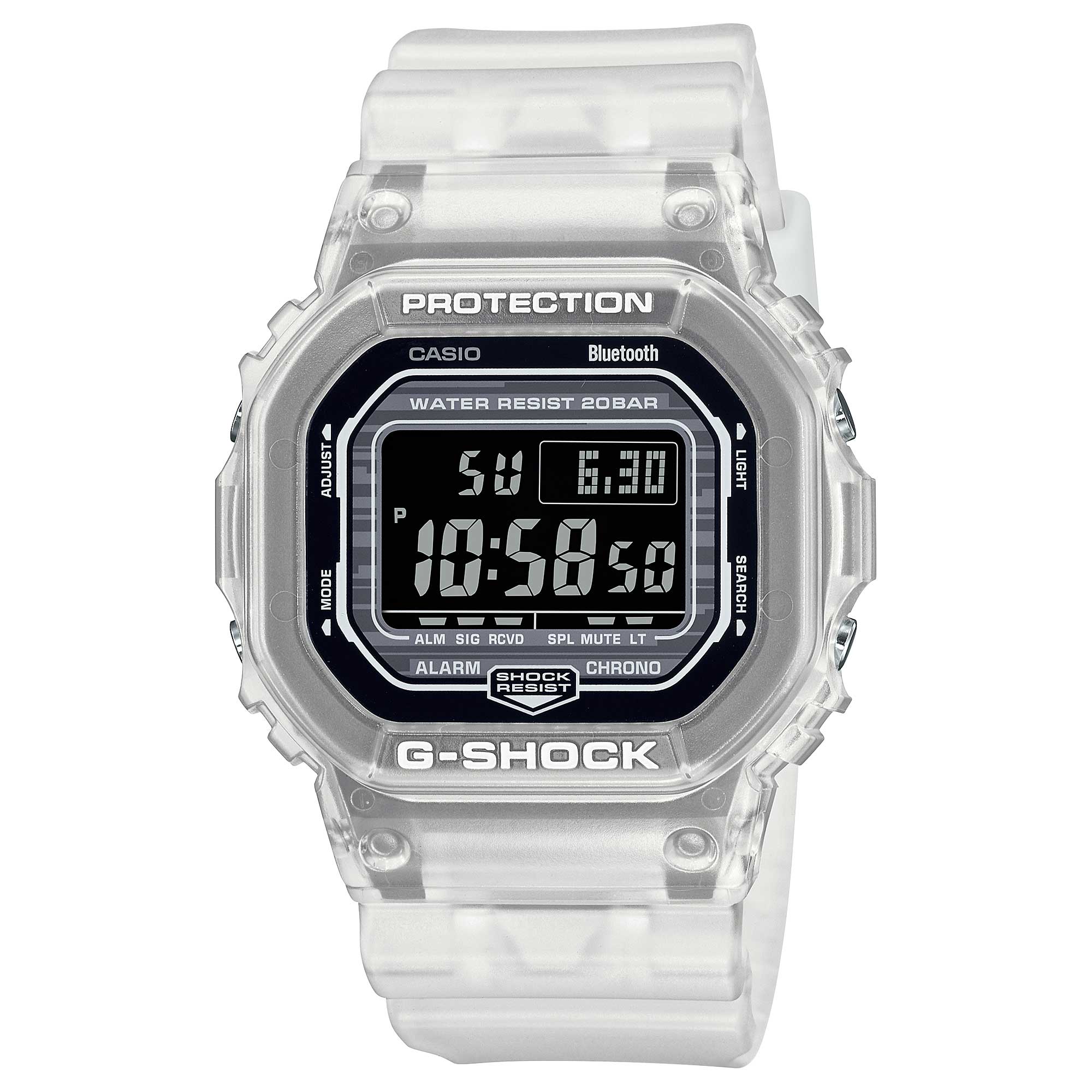 Casio G-Shock DW-B5600 Series Bluetooth®  White Translucent Gradated Resin Band Watch DWB5600G-7D DW-B5600G-7D DW-B5600G-7 Watchspree
