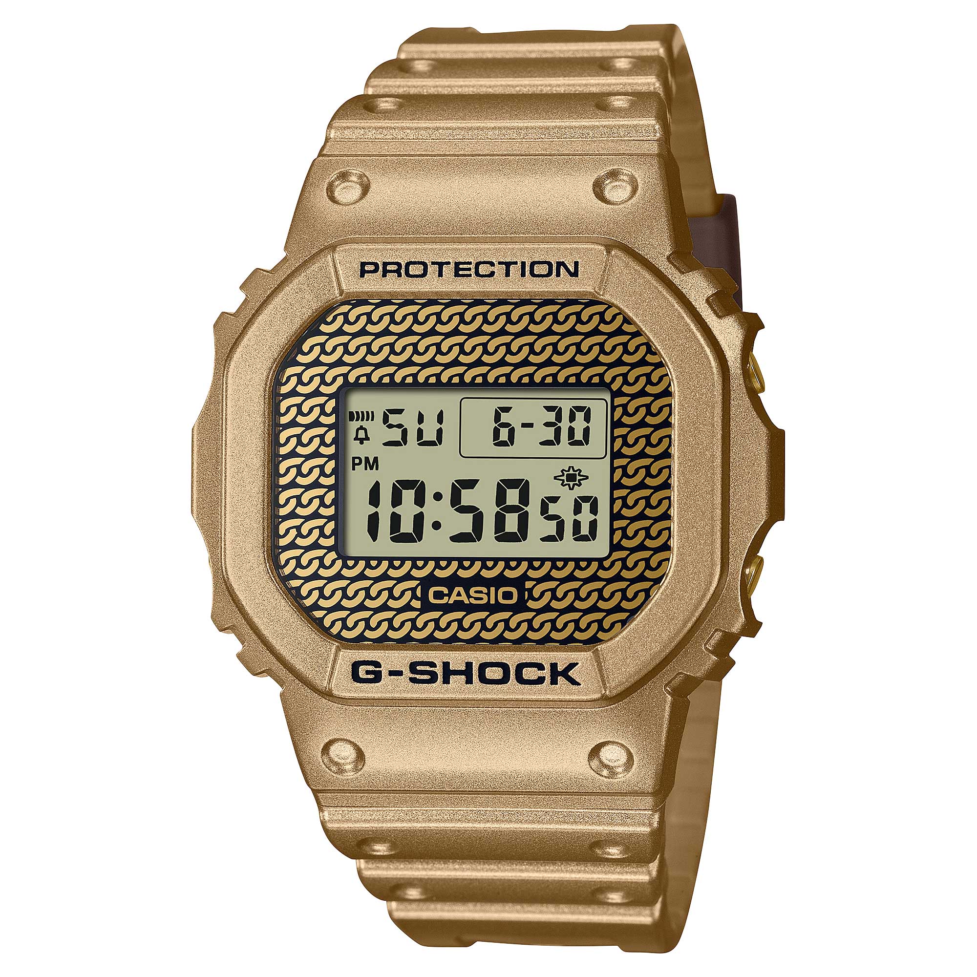 Casio G-Shock DWE-5600 Lineup Carbon Core Guard Structure Hip Hop Gold Resin Band Watch DWE5600HG-1D DW-E5600HG-1D DW-E5600HG-1 Watchspree