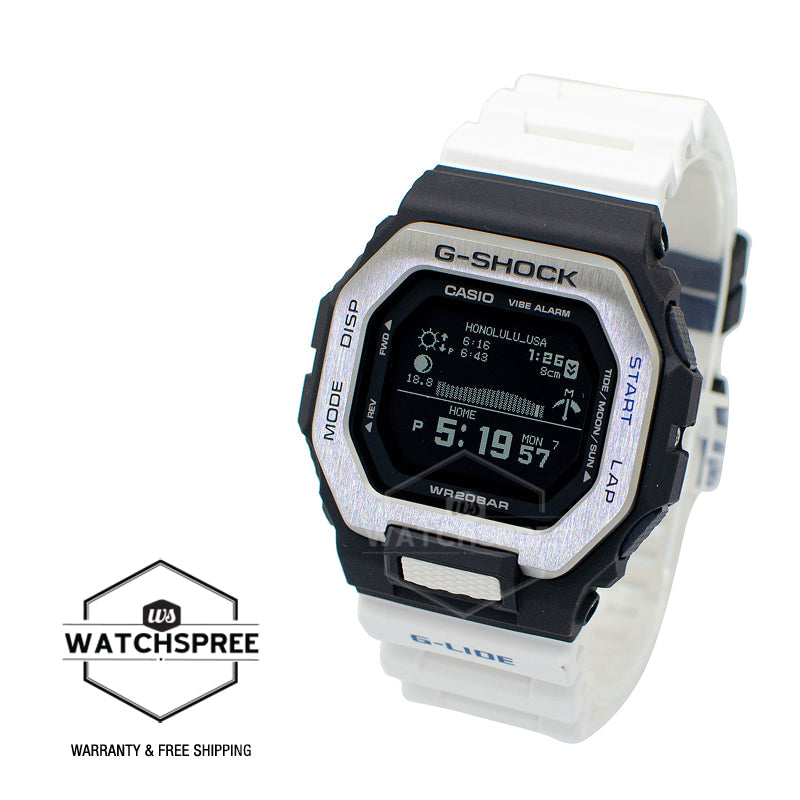 Casio G-Shock G-LIDE lineup White Resin Band Watch GBX100-7D GBX-100-7 Watchspree