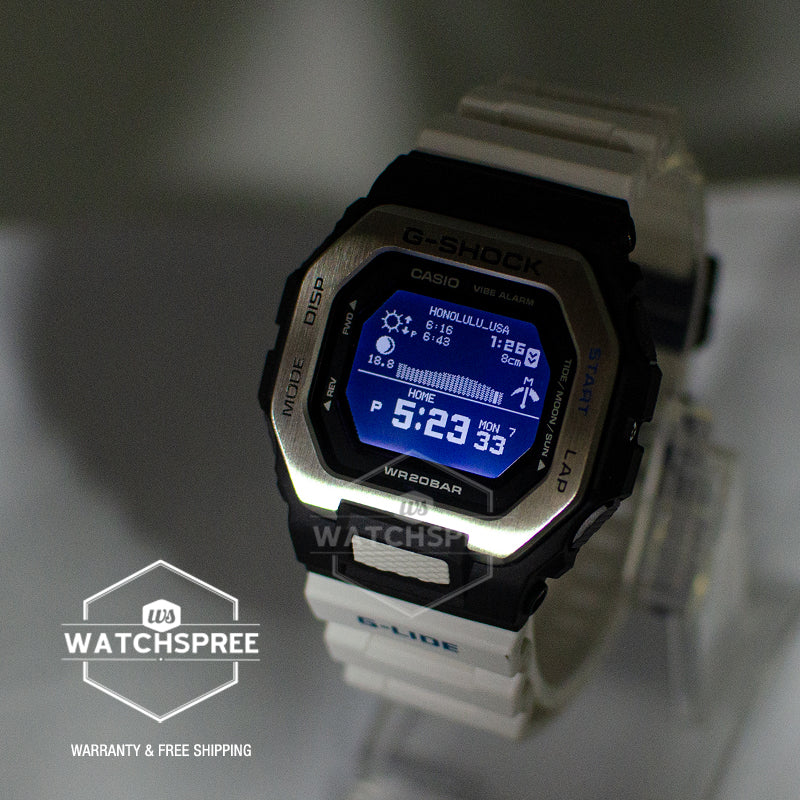 Casio G-Shock G-LIDE lineup White Resin Band Watch GBX100-7D GBX-100-7 Watchspree