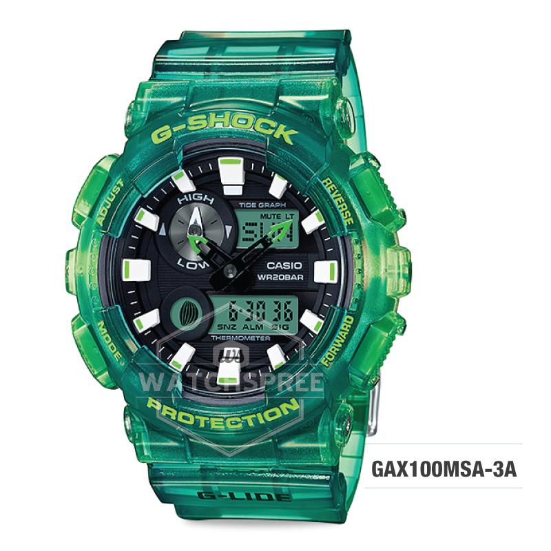 Casio G-Shock G-Lide Series Green Semi-Transparent Strap Watch GAX100MSA-3A Watchspree