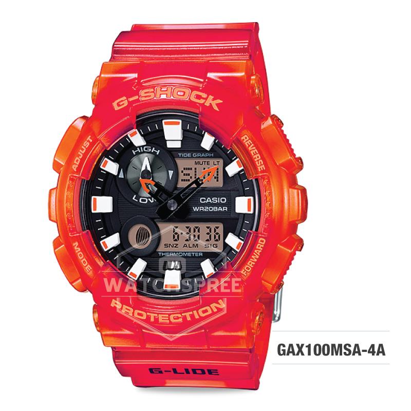 Casio G-Shock G-Lide Series Red Semi-Transparent Watch GAX100MSA-4A Watchspree
