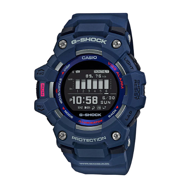 Casio G-Shock G-SQUAD BluetoothÇ?Çî’??? Blue Resin Band Watch GBD100-2D GBD-100-2