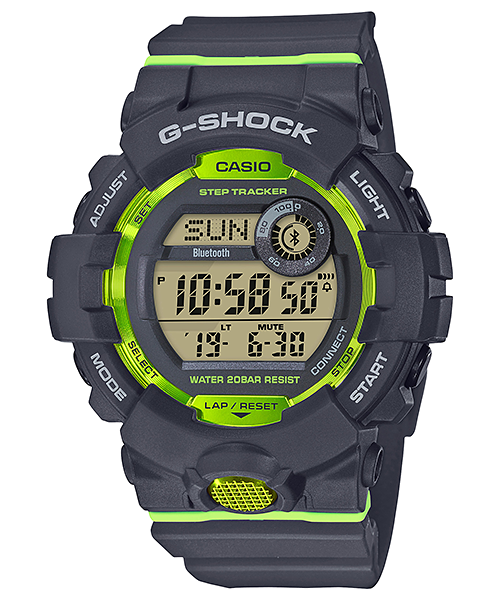 Casio G-Shock G-SQUAD Bluetooth¨ GBD-800 Series Grey Resin Band Watch GBD800-8D GBD-800-8D GBD-800-8